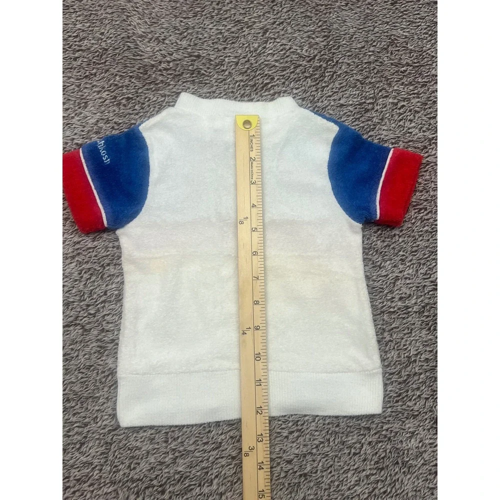 Vintage OshKosh B'Gosh Baby 18M Terry Cloth Colorblock Shirt Red White Blue 90s